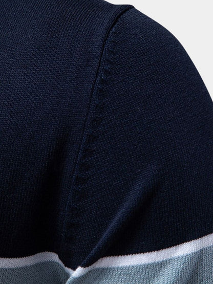 Kaspar | Schwarz-camelbraunes Colorblock-Poloshirt