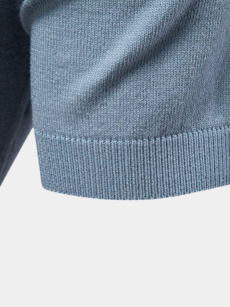 Kaspar | Schwarz-camelbraunes Colorblock-Poloshirt