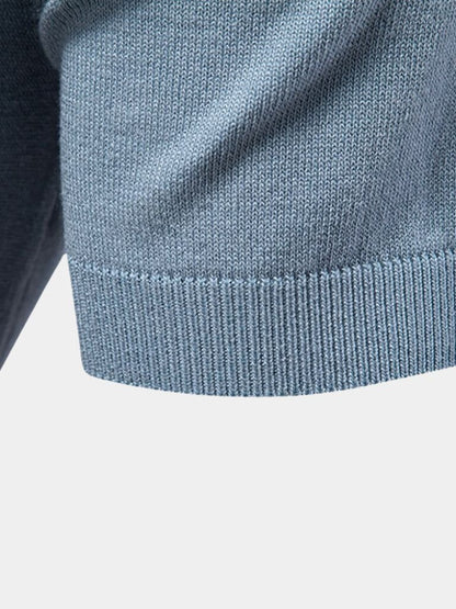 Kaspar | Schwarz-camelbraunes Colorblock-Poloshirt