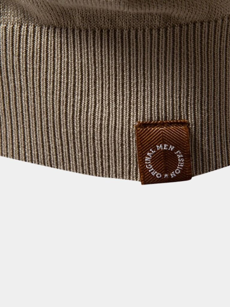 Kaspar | Schwarz-camelbraunes Colorblock-Poloshirt