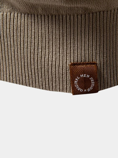 Kaspar | Schwarz-camelbraunes Colorblock-Poloshirt