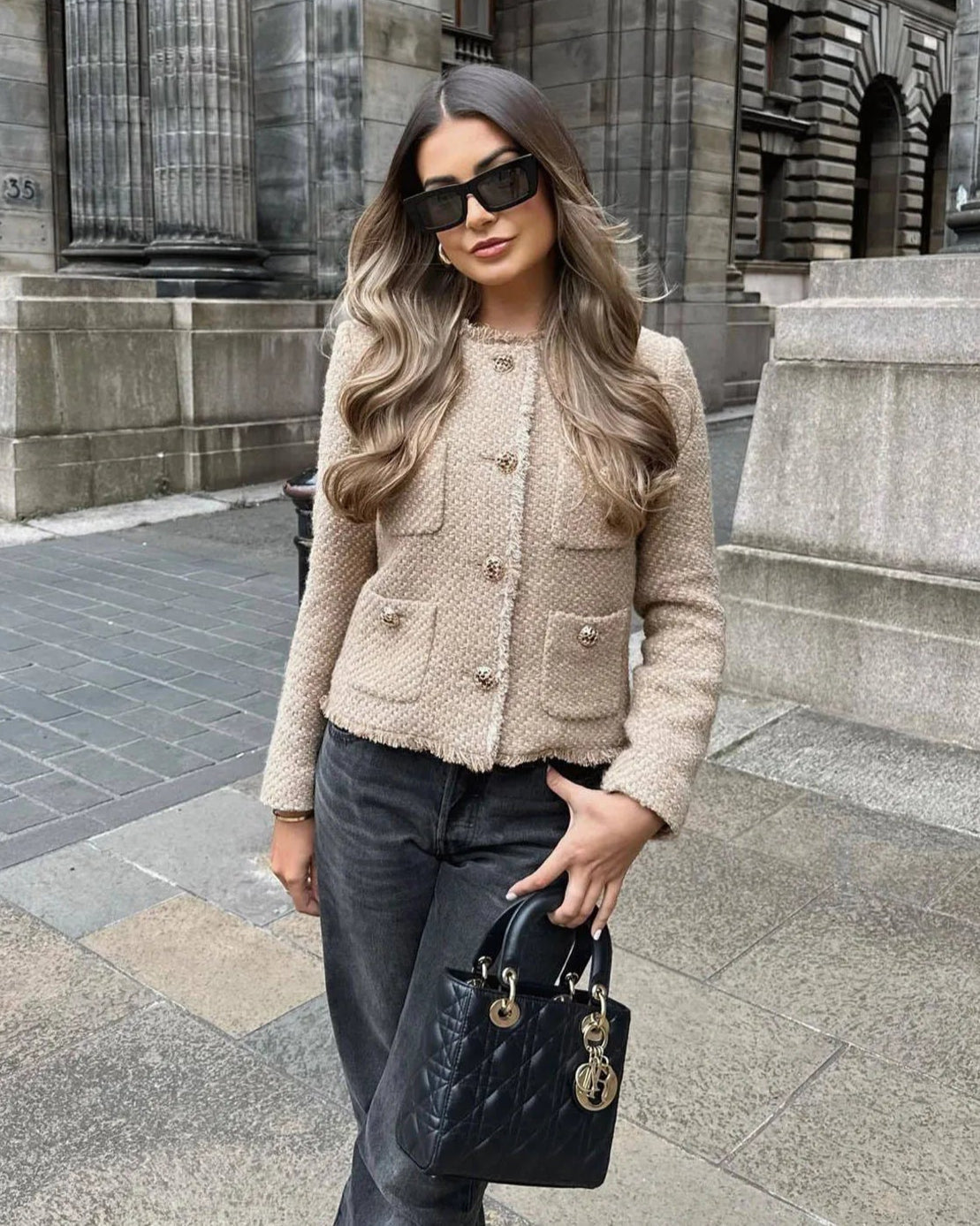 Cecily | Beige Strukturjacke