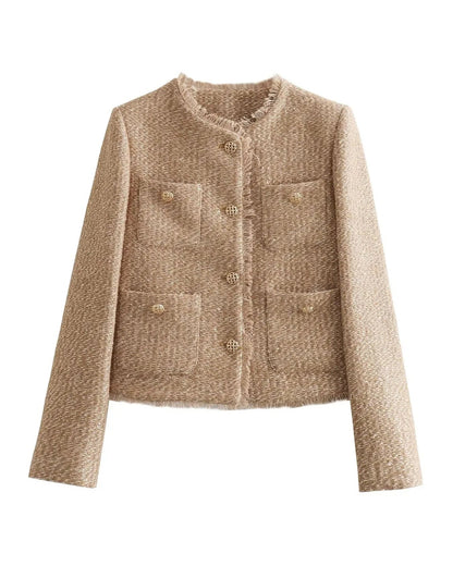 Cecily | Beige Strukturjacke