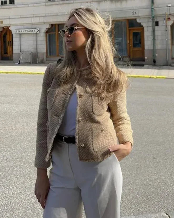 Cecily | Beige Strukturjacke