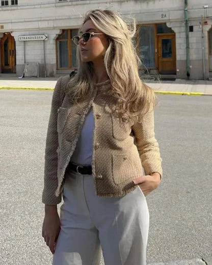 Cecily | Beige Strukturjacke