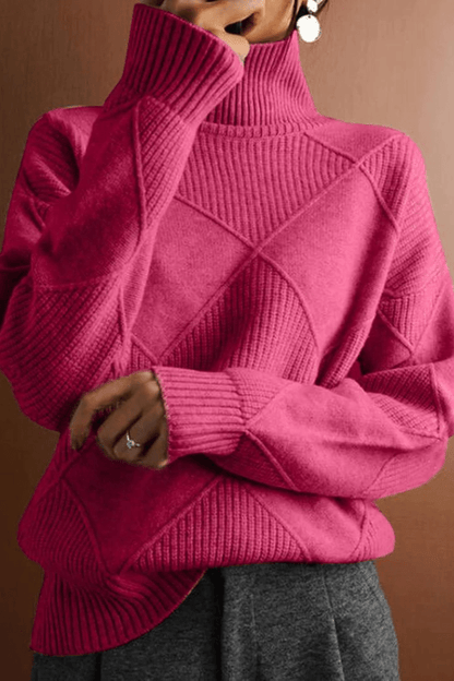Ciara | Rollkragenpullover in Himbeerrot