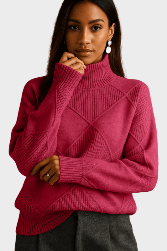 Ciara | Rollkragenpullover in Himbeerrot