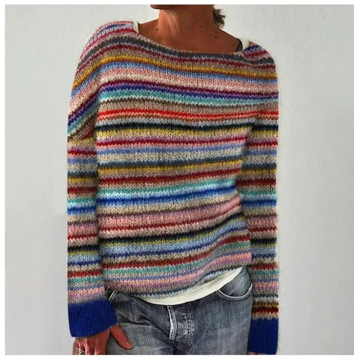 Claudia | Bunter Strickpullover mit Streifen