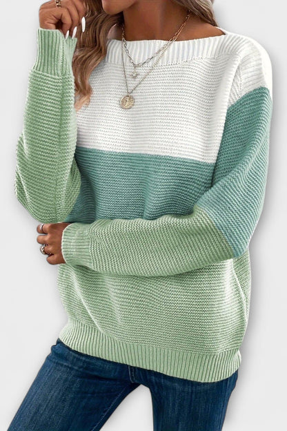 Clara | Grüner Colorblock-Pullover