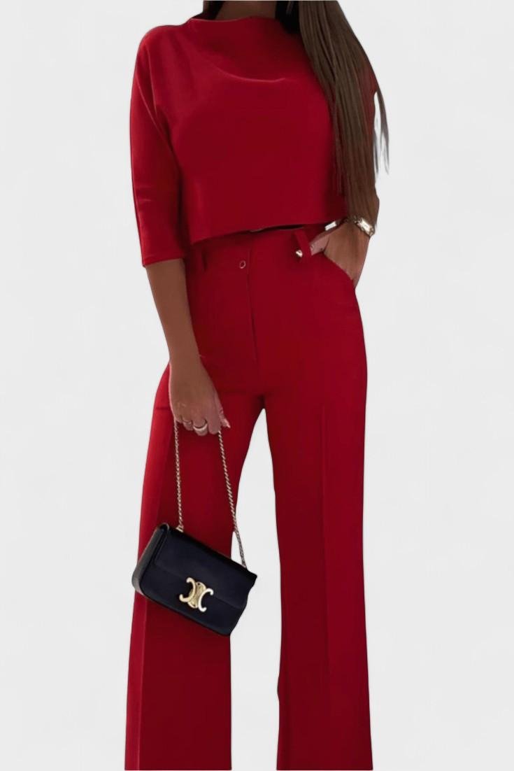 Cleo | Elegantes Oberteil & weite Hose Set