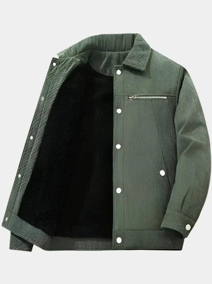 Dieter | Graue Cordjacke mit Teddyfutter