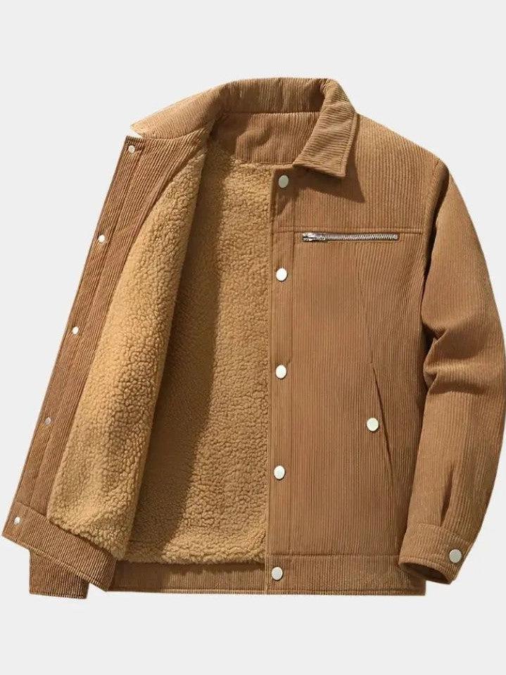 Dieter | Graue Cordjacke mit Teddyfutter