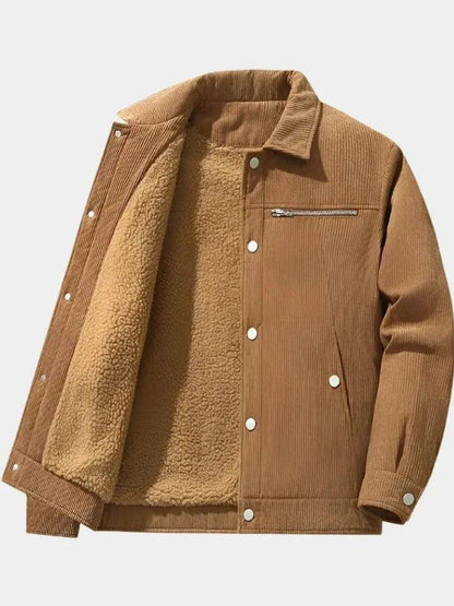 Dieter | Graue Cordjacke mit Teddyfutter