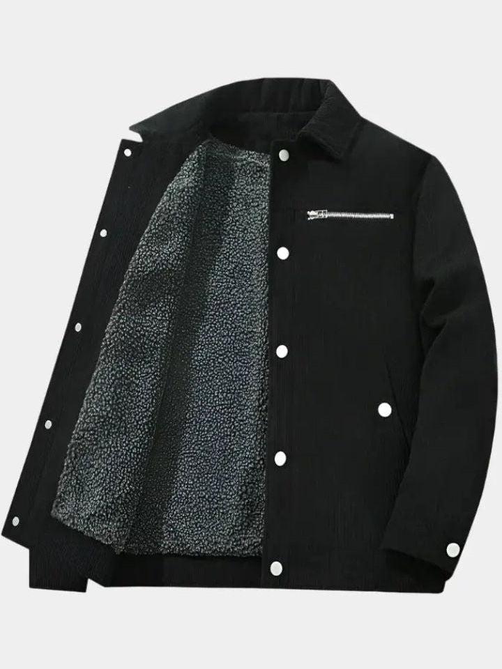 Dieter | Graue Cordjacke mit Teddyfutter