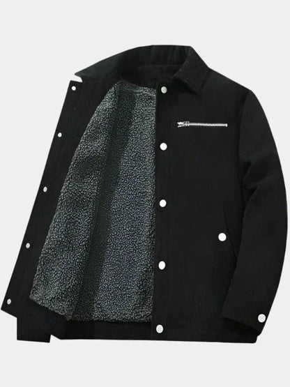 Dieter | Graue Cordjacke mit Teddyfutter
