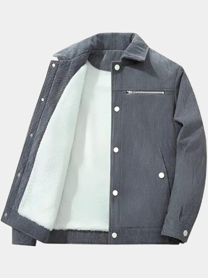 Dieter | Graue Cordjacke mit Teddyfutter