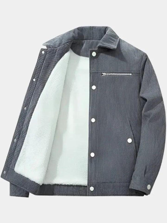 Dieter | Graue Cordjacke mit Teddyfutter