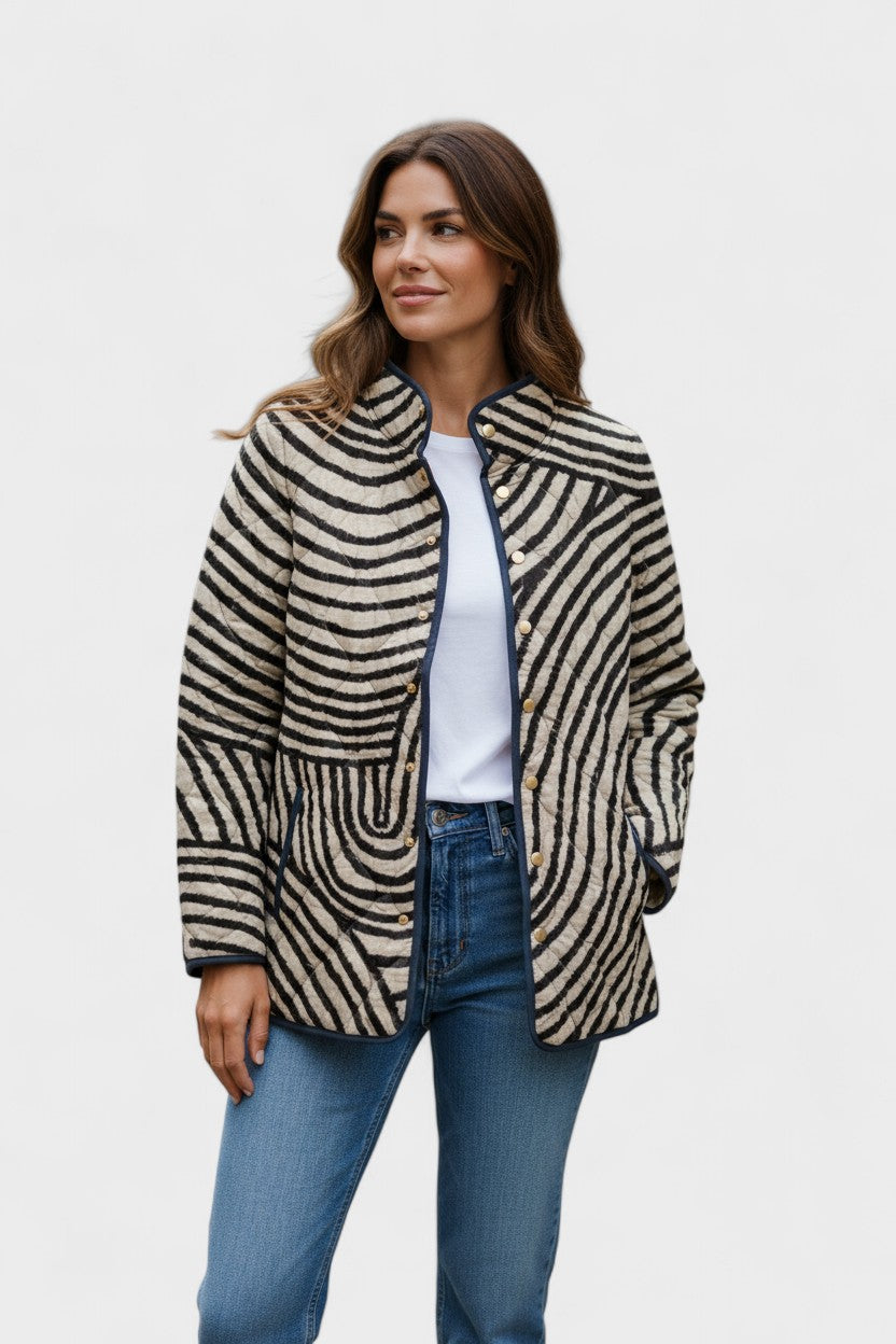 Dagmar | Gesteppte Jacke mit Zebra-Streifen