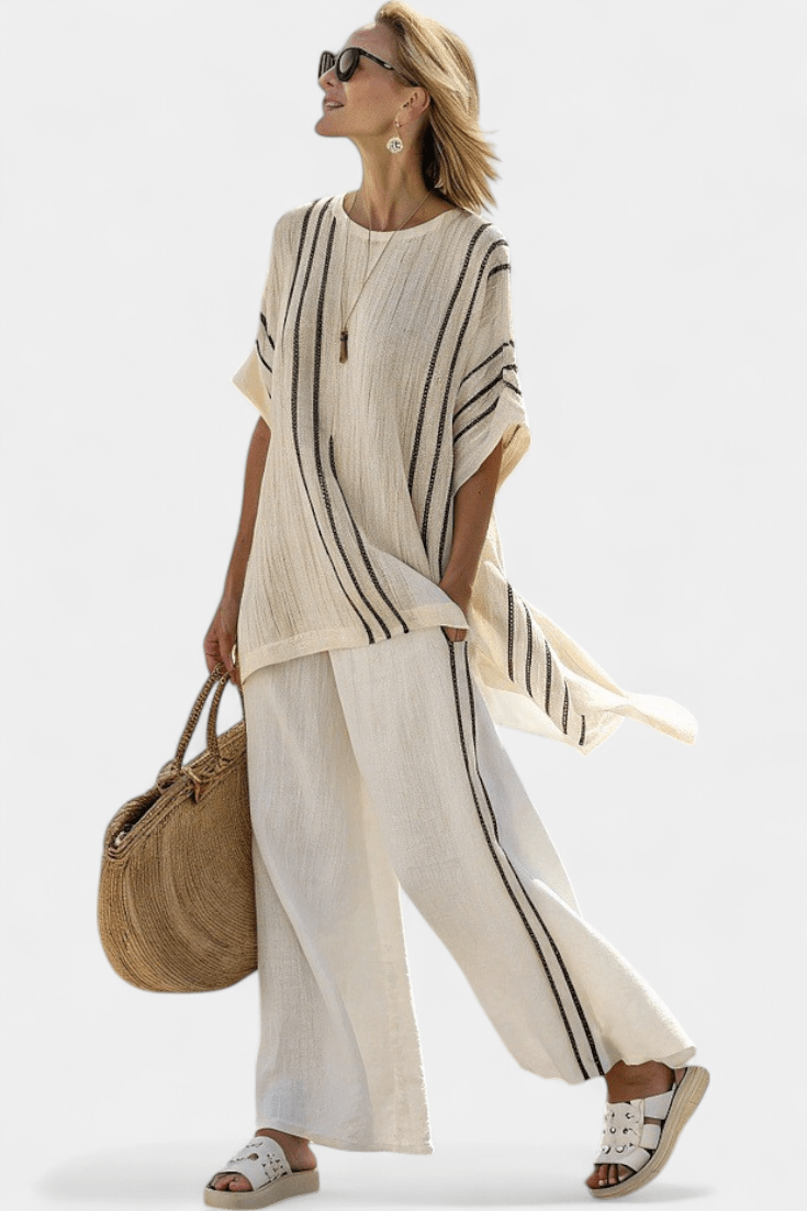 Daisy | Gestreiftes Oversize-Oberteil & Palazzo-Hose Set