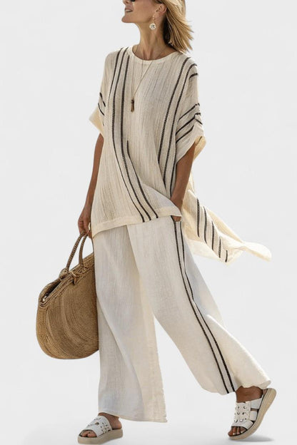 Daisy | Gestreiftes Oversize-Oberteil & Palazzo-Hose Set