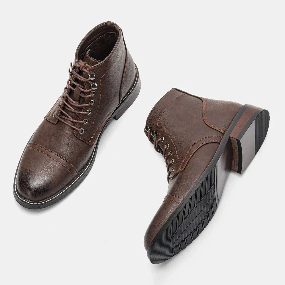 Eberhard | Braune Schnürstiefel mit Zehenkappe