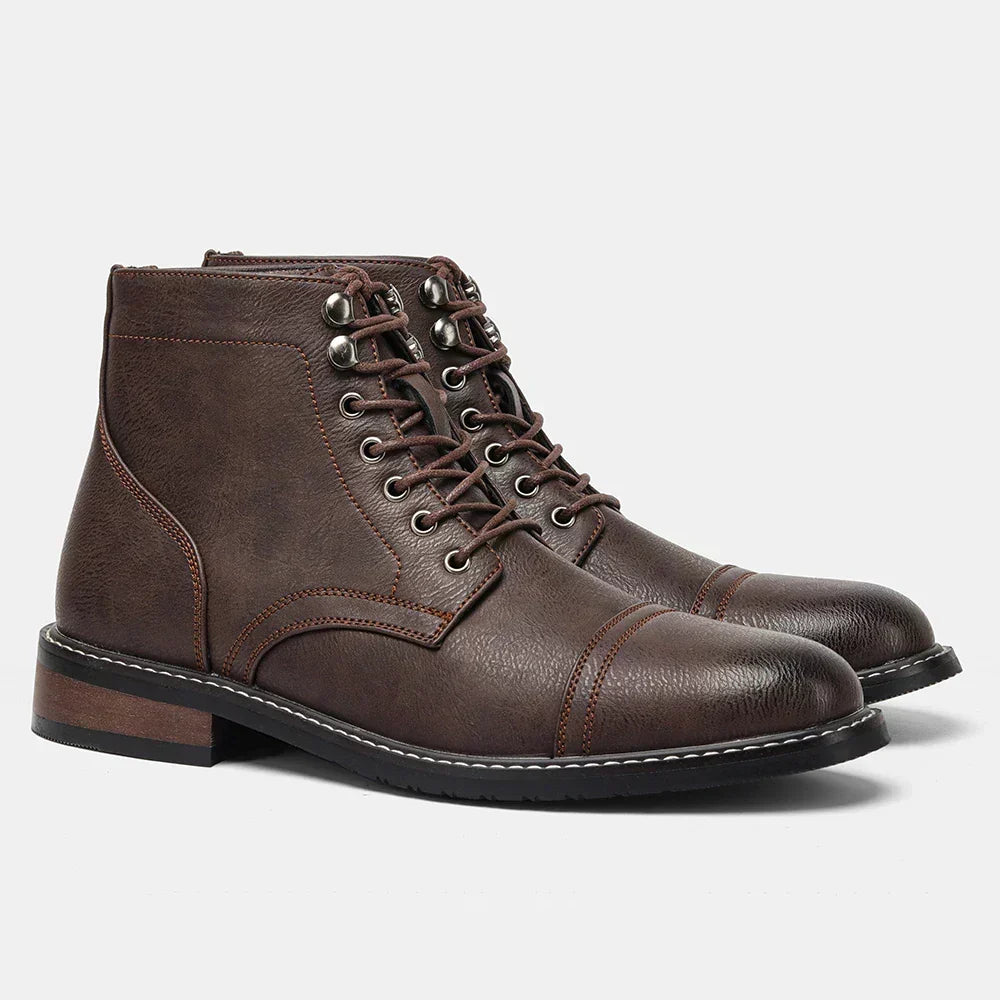 Eberhard | Braune Schnürstiefel mit Zehenkappe