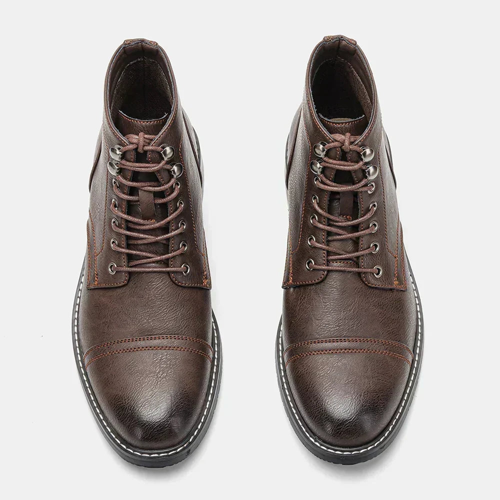 Eberhard | Braune Schnürstiefel mit Zehenkappe