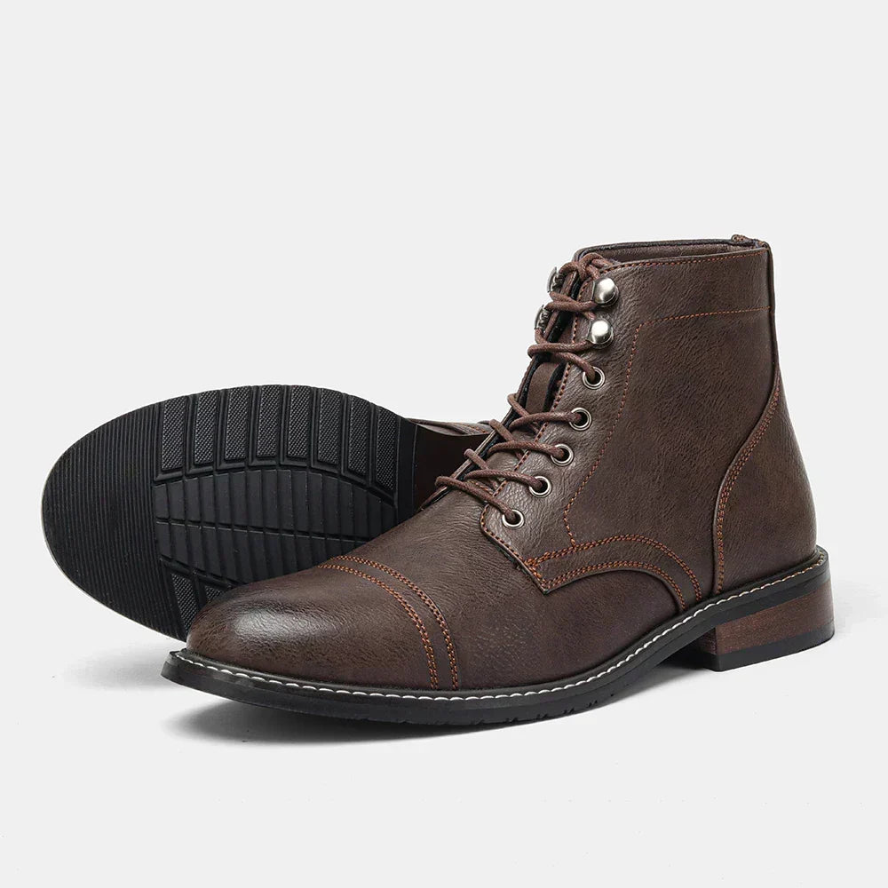 Eberhard | Braune Schnürstiefel mit Zehenkappe