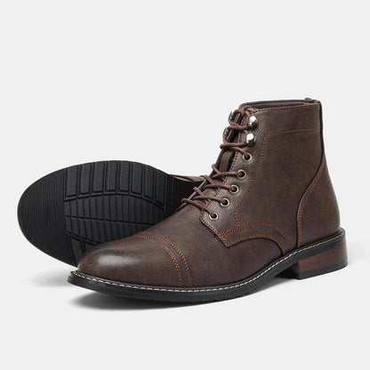 Eberhard | Braune Schnürstiefel mit Zehenkappe