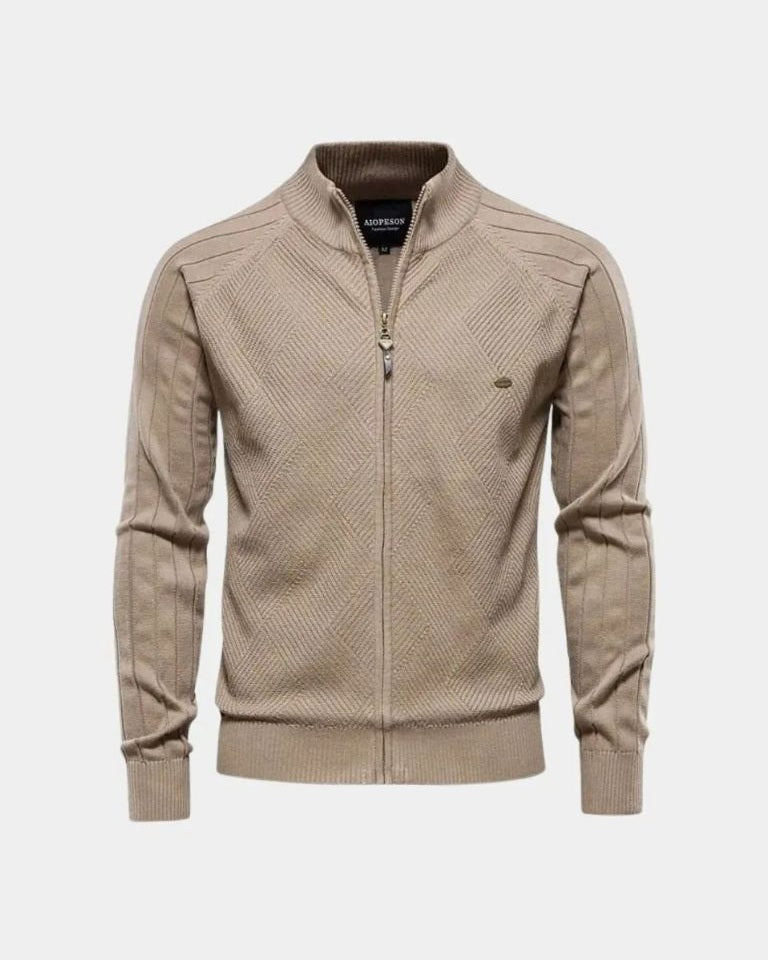Daniel | Beige Strickjacke mit Reißverschluss
