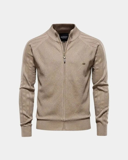 Daniel | Beige Strickjacke mit Reißverschluss