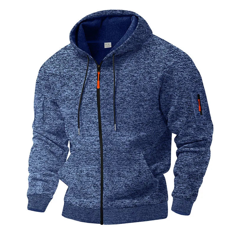 Dennis | Blaue Fleecejacke mit Kapuze