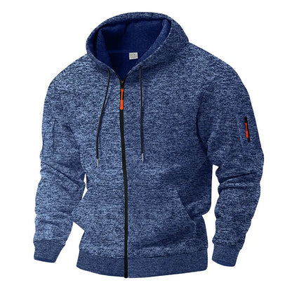 Dennis | Blaue Fleecejacke mit Kapuze