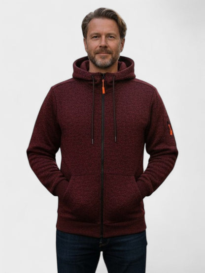 Dennis | Blaue Fleecejacke mit Kapuze