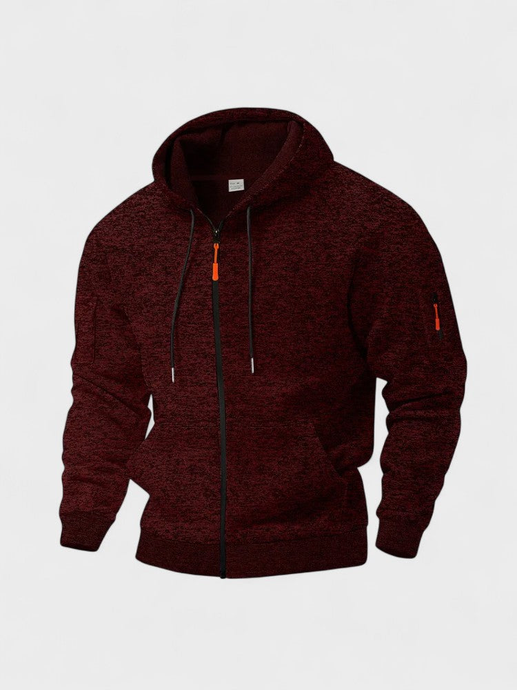 Dennis | Blaue Fleecejacke mit Kapuze