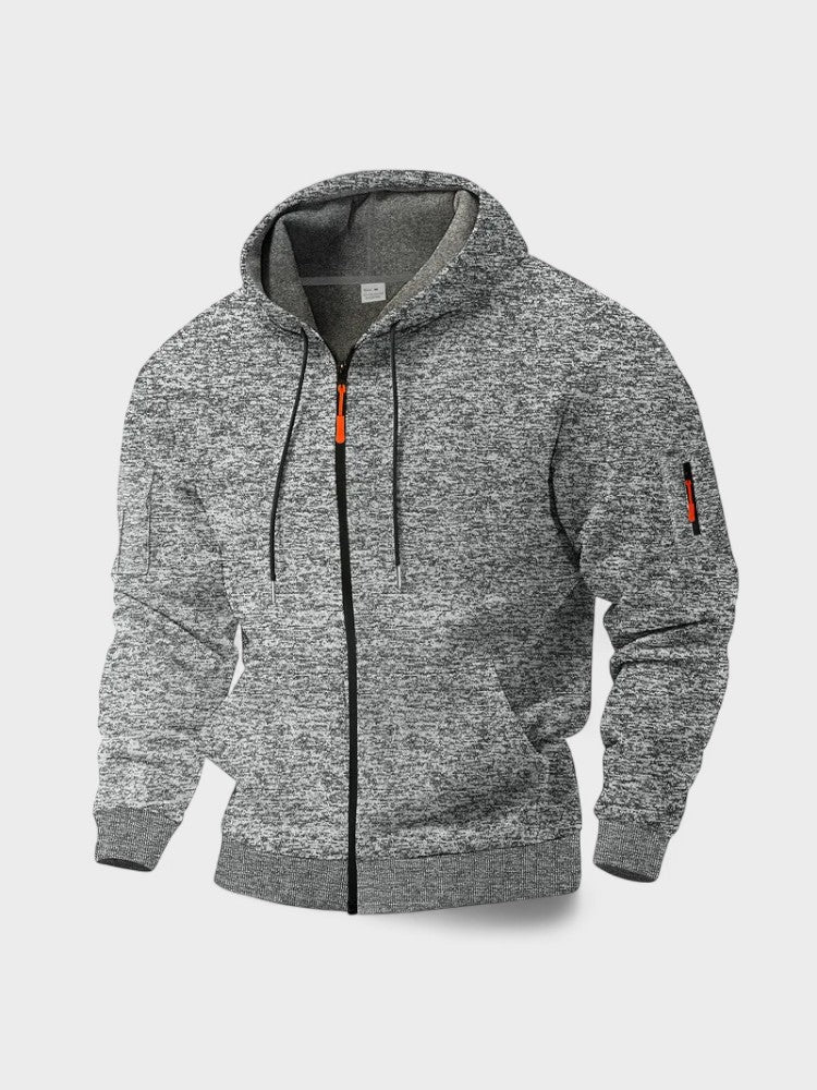 Dennis | Blaue Fleecejacke mit Kapuze