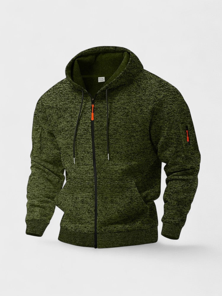 Dennis | Blaue Fleecejacke mit Kapuze