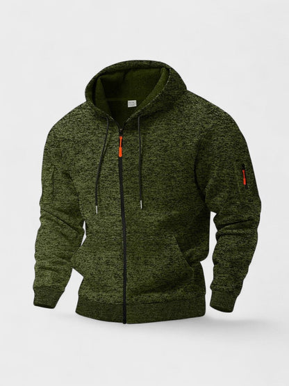 Dennis | Blaue Fleecejacke mit Kapuze