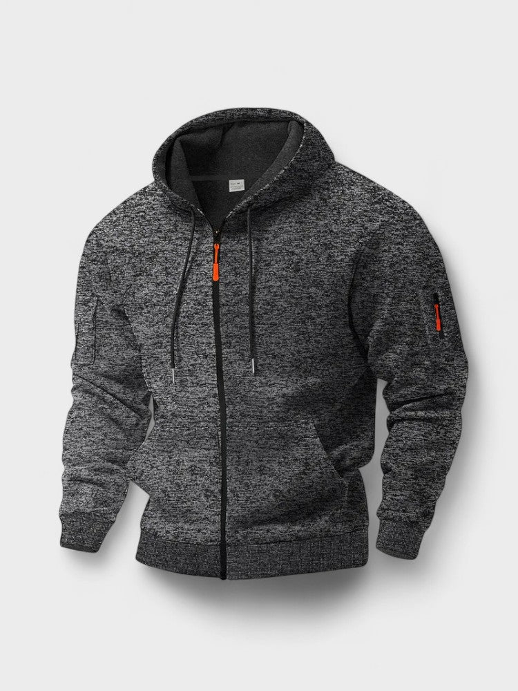 Dennis | Blaue Fleecejacke mit Kapuze