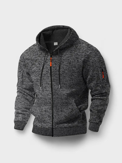 Dennis | Blaue Fleecejacke mit Kapuze