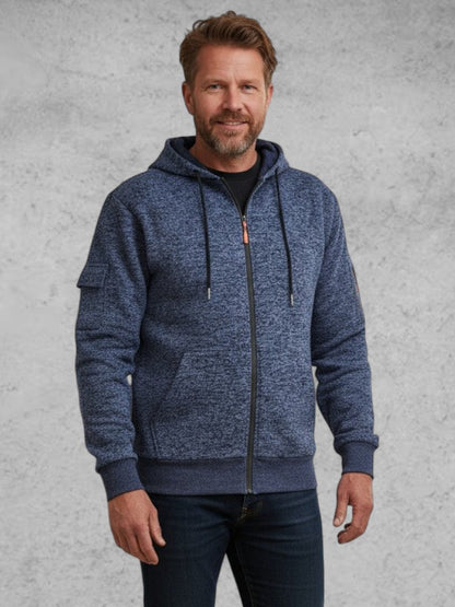 Dennis | Blaue Fleecejacke mit Kapuze