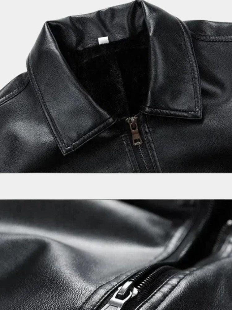 Dirk | Schwarze Jacke in Lederoptik