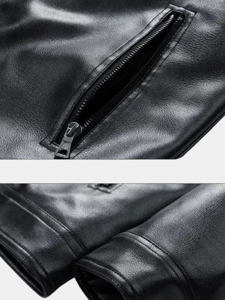 Dirk | Schwarze Jacke in Lederoptik