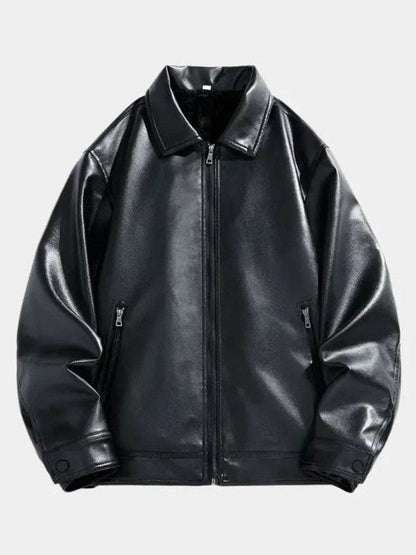 Dirk | Schwarze Jacke in Lederoptik