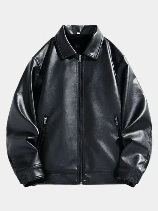 Dirk | Schwarze Jacke in Lederoptik