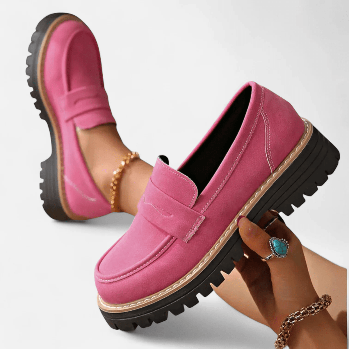 Diana | Schwarzer Loafer mit Profilsohle