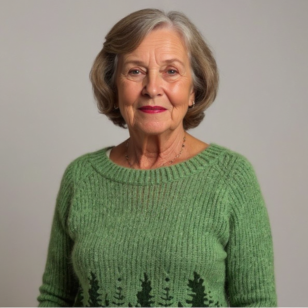 Dietlinde | Strickpullover mit Waldmotiv in Grün