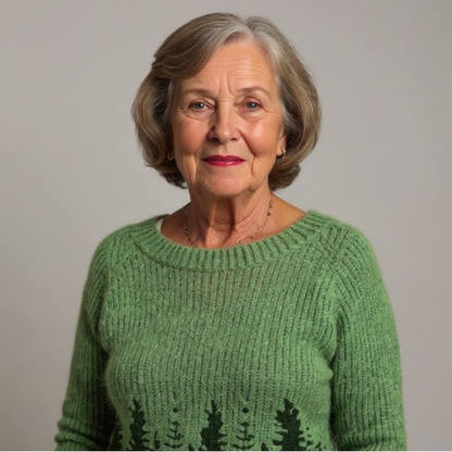 Dietlinde | Strickpullover mit Waldmotiv in Grün
