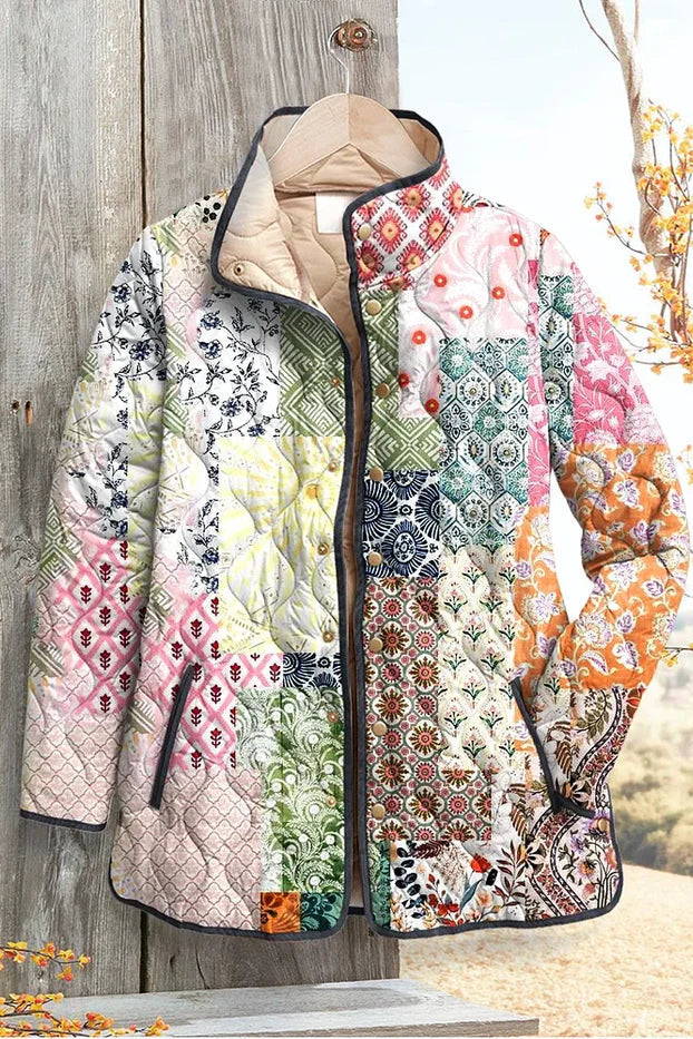 Edith | Gesteppte Patchworkjacke in Pastellfarben