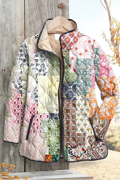 Edith | Gesteppte Patchworkjacke in Pastellfarben